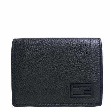 FENDI Leather FF Trifold Wallet 7M0280 Black Ladies