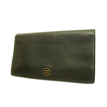 CHANEL long wallet leather black gold hardware ladies