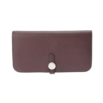 HERMES Dogon Long Bordeaux Palladium Hardware X Engraved [around 2016] Women's Togo Wallet