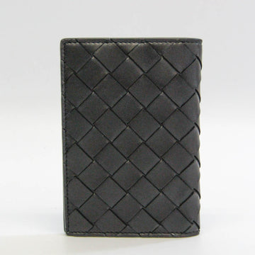 BOTTEGA VENETA Intrecciato 607482 Leather Passport Cover Black