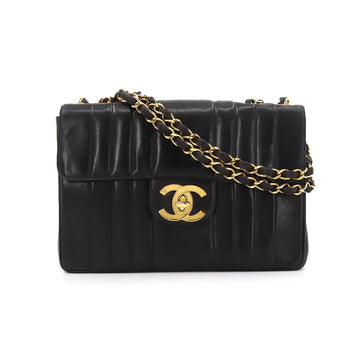 Chanel mademoiselle chain shoulder bag leather black coco mark gold metal fittings vintage Mademoiselle Bag