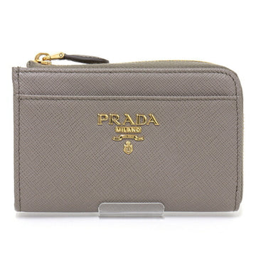 PRADA Saffiano leather key case coin card SAFFIANO METAL 1PP122 F0572 ARGILLA gray gold metal fittings