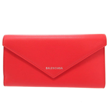 BALENCIAGA Paper 499207 Leather Red Bifold Long Wallet 0020