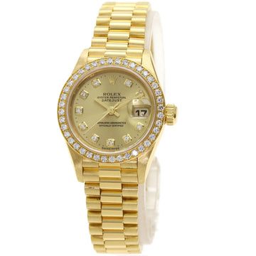 Rolex 69138G Datejust Bezel Diamond Watch K18 Yellow Gold K18YG Ladies ROLE
