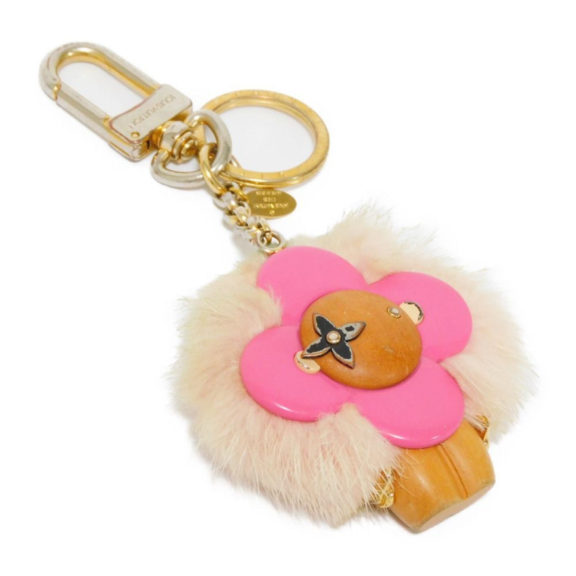 LOUIS VUITTON Keychain Portocle Vivienne Fur Pink Bag Charm