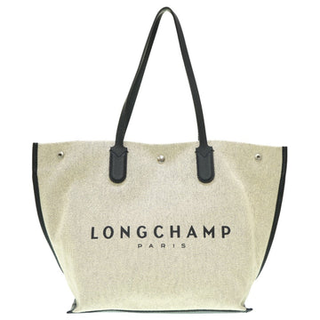 LONGCHAMP Roseau Tote Bag Canvas/Leather Ecru 0053 6A0053PP4