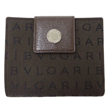 BVLGARI Wallet Ladies Mania Classico Bifold Canvas Leather Brown