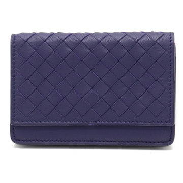 BOTTEGA VENETA Intrecciato Card Case Business Holder Pass Leather Navy Blue 624107