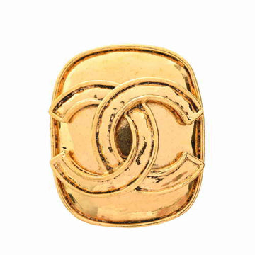 Chanel here mark square brooch gold metal