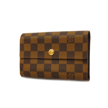 LOUIS VUITTON Trifold Wallet Damier Portefeuille Alexandra N63067 Ebene Men's Women's Unisex