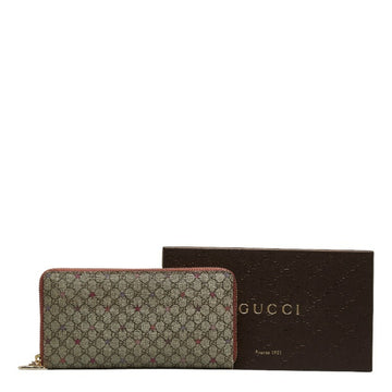 GUCCI GG Supreme Star Pattern Round Long Wallet 307982 Beige Multicolor PVC Leather Women's