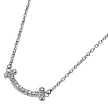 TIFFANY&Co. Necklace Ladies 750WG Diamond T Smile White Gold