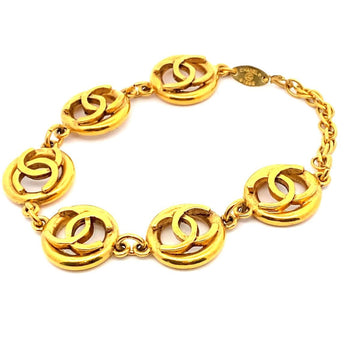 CHANEL bracelet vintage here mark 6 rows GP plated gold ladies