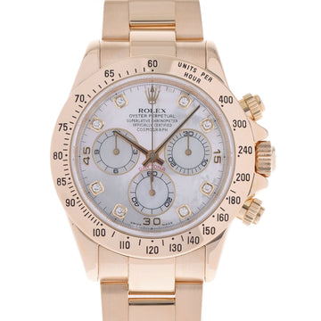 ROLEX Daytona 8P Diamond 116528NG Men's YG Watch Automatic White Shell Dial