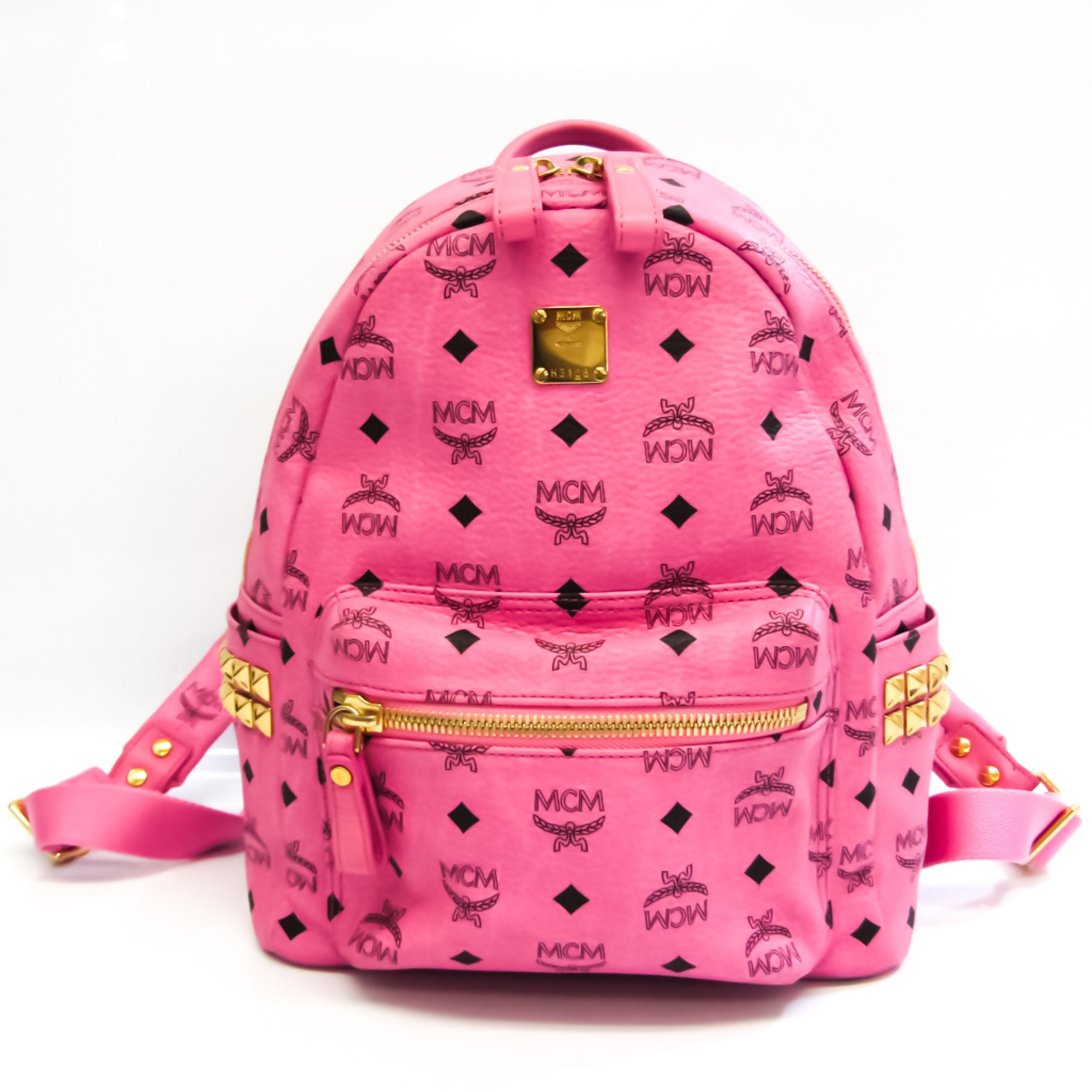 Neon pink mcm discount backpack