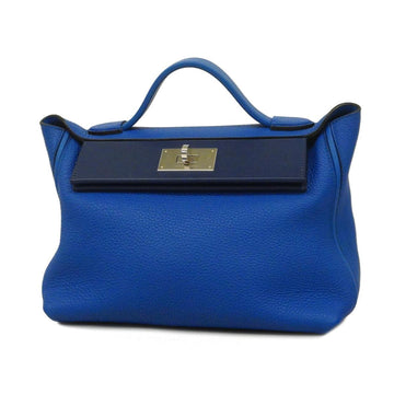 HERMES Handbag Sac Vin Quatre 29 Z Engraved Swift Togo Blue Ankle France Silver Hardware Women's