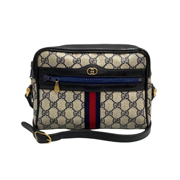 GUCCI Old  Sherry Line GG Logo Pattern Leather Genuine Mini Shoulder Bag Pochette Navy