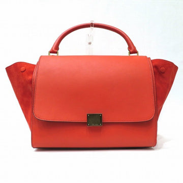 Celine Trapeze Red Leather x Suede Handbag Shoulder Bag 2WAY Ladies