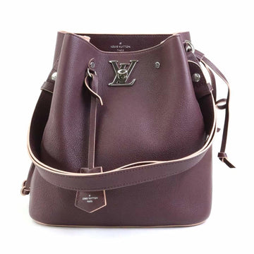 LOUIS VUITTON Shoulder Bag Lock Me Bucket Leather Dark Purple Silver Ladies M54680