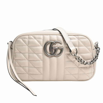 GUCCI GG Marmont Leather Chain Shoulder Bag 447632 White