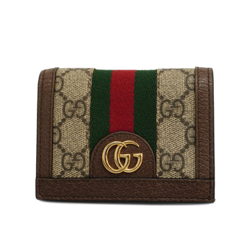 GUCCIAuth  Ophidia Bifold Wallet Gold Hardware 593662 Women's Wallet [bi-fold] Beige