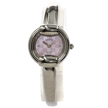 GUCCI 1400L Pink Shell Watch Stainless Steel/SS Ladies