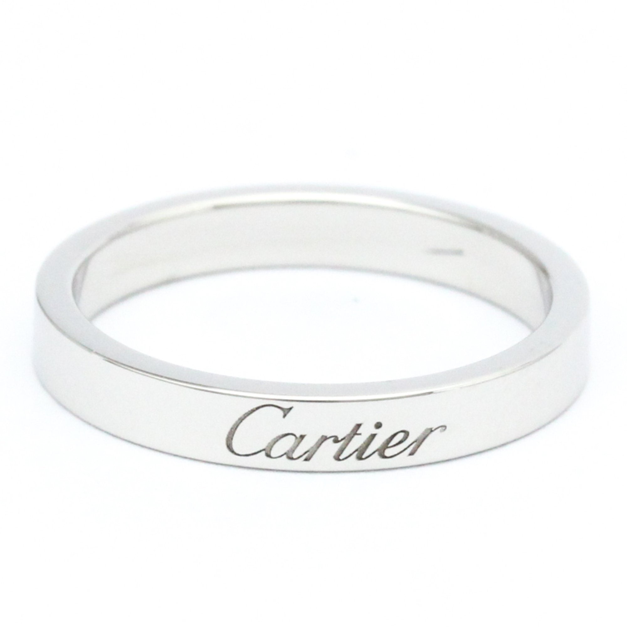 CARTIER Engraved Ring Platinum Fashion No Stone Band Ring Silver