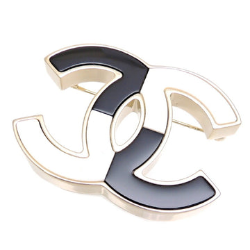 Chanel Coco Mark Women's Brooch Metal Black x White