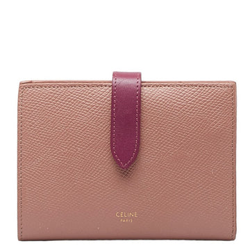 CELINE Small Strap Bifold Wallet 10H263 Rose Wild Berry Pink Calfskin Ladies