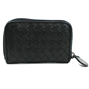 BOTTEGA VENETA Intrecciato Coin Case Purse 114075 Round Black  Men's Card Business Holder