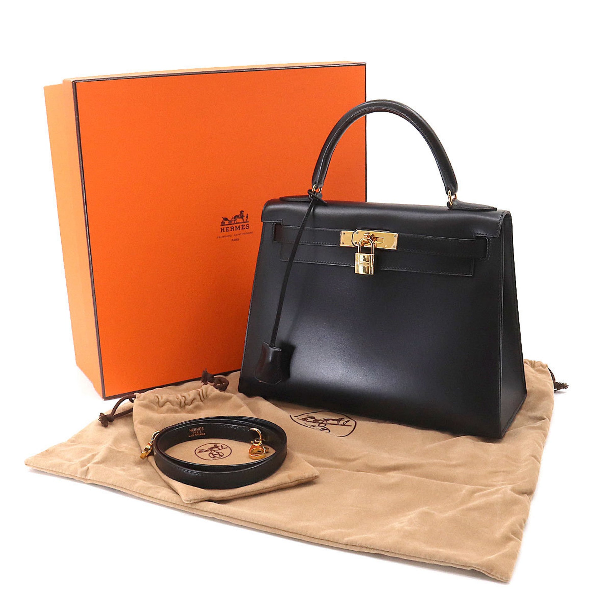Hermes Kelly 28 2way hand shoulder bag box calf chocolate E stamp outs in  2023