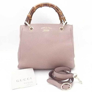 GUCCI handbag shoulder bag bamboo swing leather dark pink beige gold ladies 336032