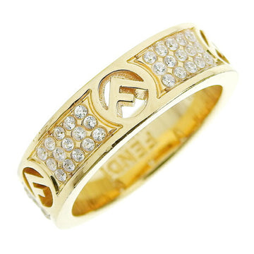 FENDI F's Rhinestone Ring #M Gold No. 13.5 Women's