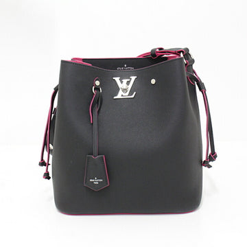 Louis Vuitton Rock Me Bucket Noir Grain Calf Leather M54677 Black / Pink Crossbody Bag Shoulder LV Turn Lock Drawstring