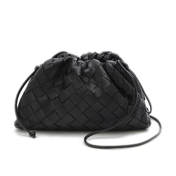 Bottega Veneta Intrecciato Mini Pouch Shoulder Bag Lambskin Black 585852