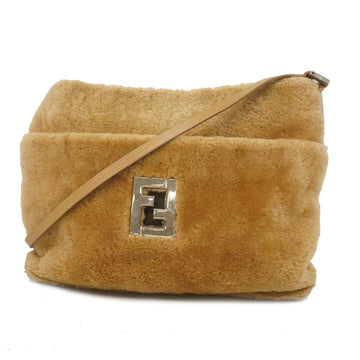 Fendi shoulder bag mouton light brown silver metal