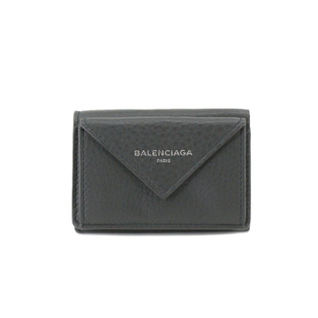 BALENCIAGA Paper Mini Wallet Trifold Leather Gray 391446 Papier