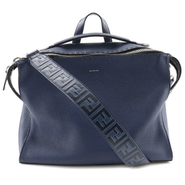 FENDI Celeria Handbag 7VA400 Leather Made in Italy Navy Crossbody 2way A4 Zipper Unisex