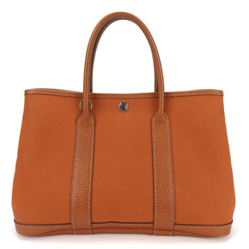 HERMES Garden TPM Tote Bag Leather Canvas Orange I Engraved Men's Women's tote bag canvas garden party
