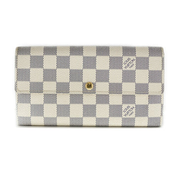 Louis Vuitton Portefeuille Sarah Damier Azur Long Wallet Canvas Women's