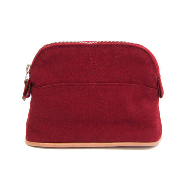 HERMES Bolide Mini Mini Women's Cotton,Leather Pouch Brown,Red Brown