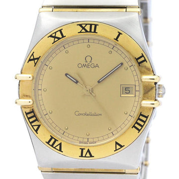 OMEGAPolished  Constellation 18K Gold Steel Quartz Mens Watch 396.1080 BF563780