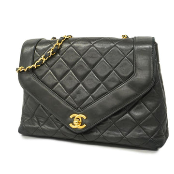 CHANEL Shoulder Bag Matelasse Chain Lambskin Black Gold Hardware Women's