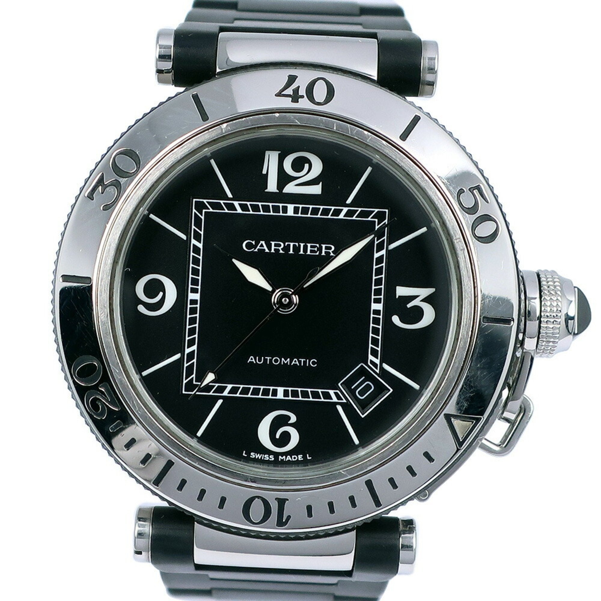 Cartier Pasha Seatimer W31077U2 stainless steel x rubber automatic win