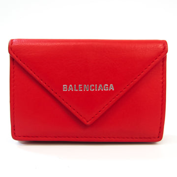 Balenciaga Paper Mini Wallet 391446 Women's Leather Wallet (tri-fold) Red Color