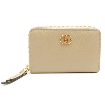 GUCCI Double G Zip Around Women's Coin Case 644412 Leather Beige