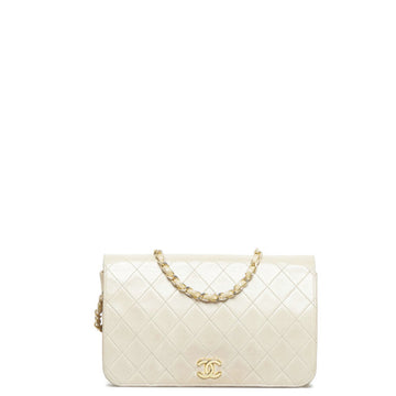 CHANEL here mark chain shoulder bag beige leather ladies