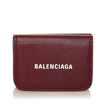 Balenciaga Cash Mini Trifold Wallet 593813 Red Calf Ladies BALENCIAGA