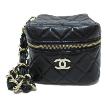 CHANEL Matelasse ChainShoulder clutch bag Black Lambskin [sheep leather] AP2803