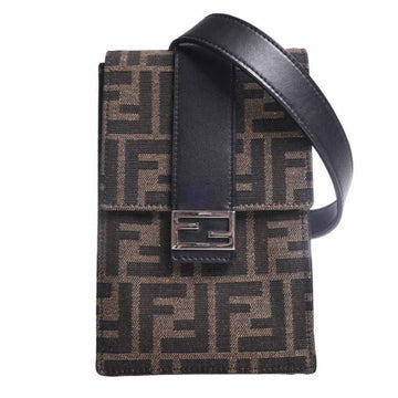 FENDI Canvas Zucca Pattern Shoulder Bag 7AR871 Brown Black